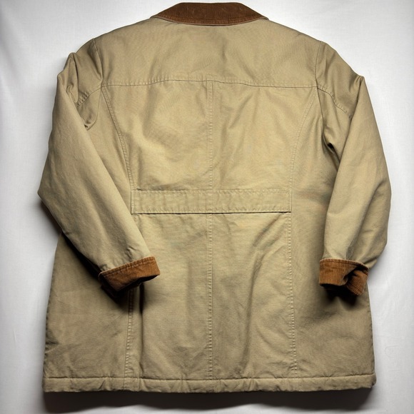 LL Bean Womens XL Barn Coat Tan Cotton Canvas Quilted Thinsulate Jacket 267097 - Picture 8 of 8